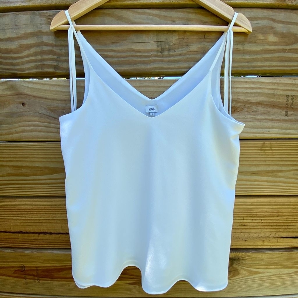 River Island White Dressy Tank Top (UK size 8)